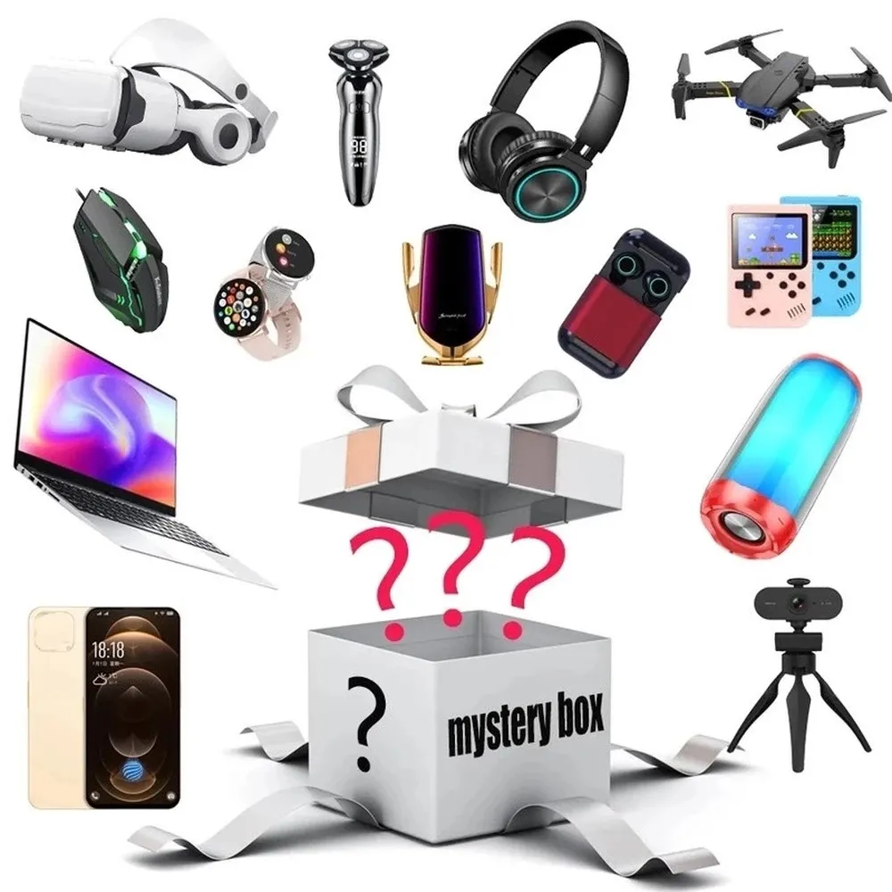 Les boîtes mystère de l'électronique Offre Spéciale avec 3 articles ou plus à l'intérieur de la boîte peuvent s'ouvrir: Mini haut-parleur Bluetooth, brosse à dents électrique