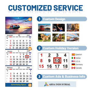 Lịch treo tường 2026 lịch hàng tháng lịch treo tường 3 tháng lịch <span class=keywords><strong>2025</strong></span> 2027 giấy dày cho văn phòng gia đình - Product Image 5