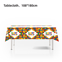 Décorations de fête d'anniversaire blocs colorés assiette jetable serviette bloc de construction jetable vaisselle en papier