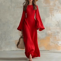 Fabricant OEM ODM de robes à manches longues pour femmes, design personnalisé, vente en gros, couleur unie, élégante, tenue de mode automne-hiver