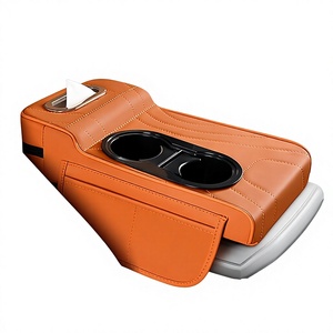 Housse en cuir pour accoudoir central, double porte-gobelets, taille réglable, accessoire intérieur de voiture - Product Image 2
