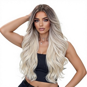 วิกผมลูกไม้ไหมนำเข้าจากต่างประเทศ ขนาด 13*4 นิ้ว ขายดีข้ามพรมแดน สำหรับผู้หญิง สามารถเย็บไฮไลท์สีน้ำตาลแบบสุ่มได้ วิกผมยาวหยิก ระบายอากาศได้ดี - Product Image 1