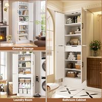 Armoire de rangement de cuisine moderne en bois de 71 pouces avec portes de grange, étagères réglables, organiseur de tiroirs, écologique et polyvalente, haute