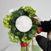 Boule de fleurs de mariage moderne blanche et verte DKB, décoration de centre de table, 40 cm, hydrangea en soie, centre de table artificiel
