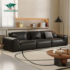Modern American Living Room Sofas Luxury Italian Three Seater Cushion Design House Furniture Minimalist Event Leather Sofa Set