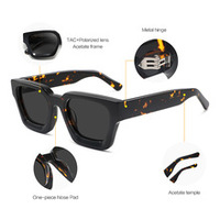 Lunettes de soleil carrées en acétate 2026, style vintage unisexe, verres polarisés UV400, monture intégrale, pour l'extérieur et le streetwear