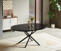 Mesa de comedor de madera extensible de estilo moderno Muebles de comedor baratos con dos tipos de patas Opción superior de vidrio o cerámica