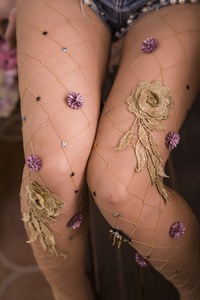 Collants résille tricotés pour femmes avec décalcomanies à broderie florale <span class=keywords><strong>Bas</strong></span> <span class=keywords><strong>de</strong></span> lingerie en <span class=keywords><strong>nylon</strong></span> respirant pour adultes - Product Image 5