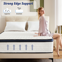 COSTFULL Hybrid-Matratze King Size Langlebige Taschenfederkern-Memory-Foam-Matratze Atmungsaktiv Weich Komfortabel Modernes Design Schlafzimmer Schule