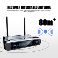 Système de Microphone Karaoké Sans Fil UHF à 2 Canaux Avec Deux Micros Portatifs Idéal Pour la Maison et la Scène