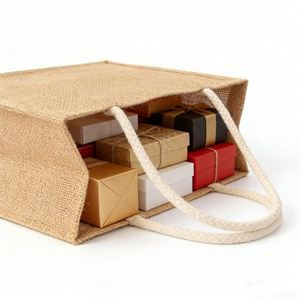 Bolsa de Compras de Yute Impermeable, Disponible en Stock, con Impresión Personalizada, Bolsa de Regalo Tejida, Bolso de Mano de Lino - Product Image 3