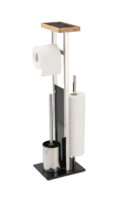 Porte-rouleau de brosse de toilette en verre noir multifonctionnel en acier inoxydable pour la salle de bain.