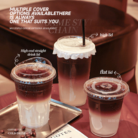 Gobelet à café jetable personnalisé avec logo, 500 ml, gobelet transparent, gobelet en PET de 95 mm, gobelet de 12 oz de qualité alimentaire avec couvercle, gobelet à café glacé imprimé