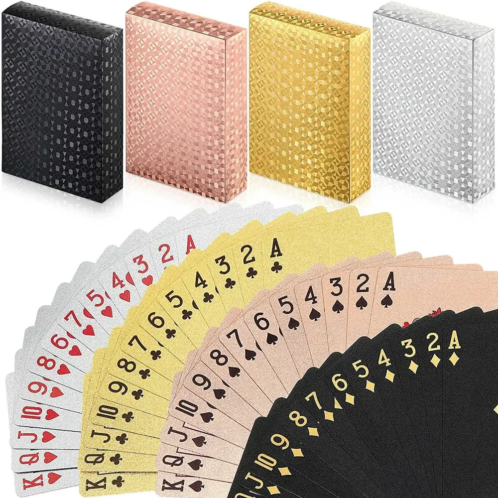 Modello personalizzato carta da gioco durevole impermeabile carta da Poker/PVC Poker carta di plastica oro/argento/nero colore personalizzato normale LKK