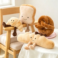 Jouet à mâcher en peluche pour chien et chat, doux, en forme de pain, croissant, boule ou gâteau, pour animaux de compagnie, avec motifs de petits animaux de dessin animé, plusieurs styles