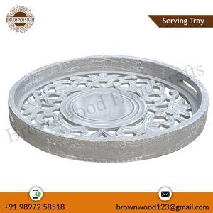 ถาดเสิร์ฟไม้มะม่วงเผาสีขาวทนทานสำหรับบ้านและโรงแรม - Product Image 6