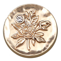 14MM 16MM 18MM 25MM Kancing Logam Bulat Berpola Bunga Polos dengan Rhinestone Perak Berkilau Emas untuk Pakaian Kancing Logam dengan Tangkai