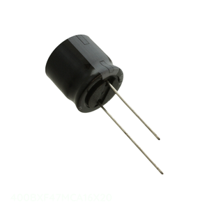 Condensateur à traversée de canal, fabriqué par le fabricant, en aluminium, 47 µF, 20 %, 400 V, RADIAL TH 400BXF47MCA16X20, 47 µF - Product Image 1