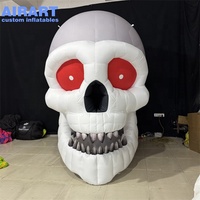 Crâne géant gonflable personnalisé lumineux, avec lumières LED intégrées, tête de squelette gonflable d'horreur pour le festival d'Halloween