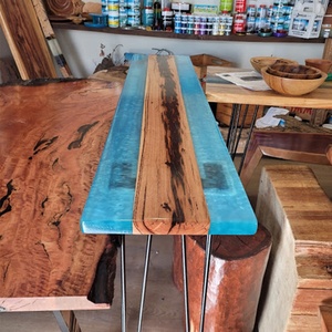 Resin <strong>Console</strong> <strong>Table</strong> Modern Epoxy River Top with <strong>Hairpin</strong> Legs Live Edge Side <strong>Table</strong> - Product Image 5