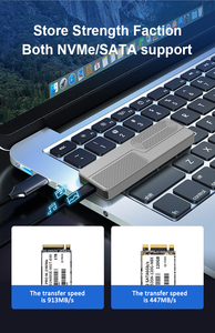 Aluminium M.<span class=keywords><strong>2</strong></span> NVME SATA SSD adaptor penutup USB 3.<span class=keywords><strong>2</strong></span> Gen <span class=keywords><strong>2</strong></span> 10 Gbps untuk NVME PCI-E SATA m-key Solid State Drive penutup eksternal - Product Image 4