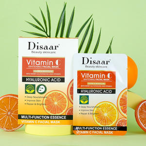 Masque facial éclaircissant à la vitamine C Disaar avec acide hyaluronique et niacinamide, réparation et amélioration de la peau, masque pour le visage en stock - Product Image 1