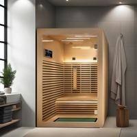 Sauna infrarouge lointain 2 personnes en bois massif moderne avec chauffage électrique à spectre complet et carbone, OEM ODM, en cèdre.