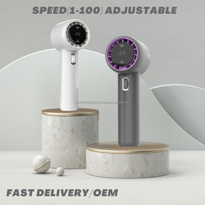 JISU Ventilateur à main élégant à finition métallique 12000 RPM 2.0 Charge rapide Boîte de réglage de la vitesse du vent en continu Voiture espagnole Usage extérieur domestique - Product Image 4