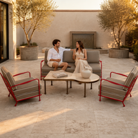 Ensemble de canapés d'extérieur modernes et luxueux en acier inoxydable durable pour villa, hôtel, mobilier de patio, cour et jardin