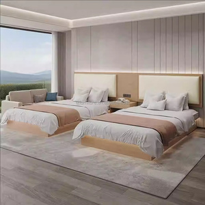 Cozy Hotel Bedroom Sets Customize Queen King Upholstered Bed <b>with</b> Wooden Headboard Panel Nightstand Closet <b>Desk</b> for 3 Star Hotel - Product Image 4