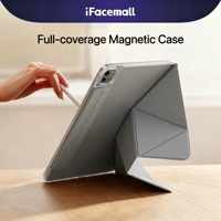 Étui clavier magnétique ultra-fin en cuir multi-pliant IFacemall avec emplacement pour stylet pour iPad Air 13 pouces et iPad Pro 12,9 pouces, protection intégrale