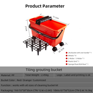 Thùng Rửa gạch men chuyên nghiệp với miếng bọt biển lưới và con lăn đôi để làm sạch vữa hiệu quả và bảo trì sàn - Product Image 4