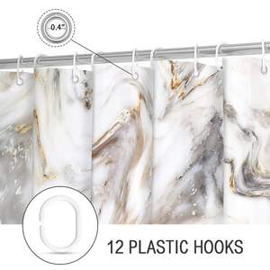 Rideau de douche imperméable en marbre de granit abstrait pour salle de bain - Product Image 6