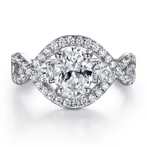 カスタムファインジュエリー結婚指輪ロジウムゴールドメッキジュエリー女性非変色指婚約指輪925スターリングシルバー