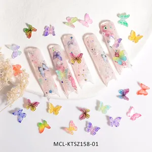 100Pcs Resin Butterfly 10*8mm Glitter AB Nail Art Decorations Charm DIY Manicure Nails Art Design Accessories
