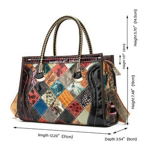 Bolsos de Mano para Mujer, de Cuero Vacuno Genuino, con Asa Superior, Diseño de Contraste de Color, Bolso Bandolera, Patrón de Serpiente, Bolso de Mano de Cuero Vacuno - Product Image 3