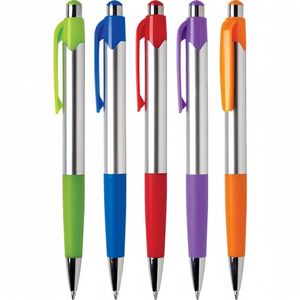 Cadeau promotionnel, stylo en plastique avec grip en caoutchouc souple coloré, stylo à bille à clic, impression UV, logo personnalisé à bas prix - Product Image 2