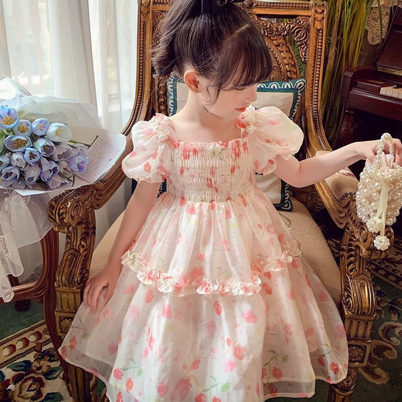 ★韓国人気★I AM MARI★PUFF SLEEVE FLARE DRESS Little Girls Puffy Sleeve Sweet Dress 2024 - Korean Floral