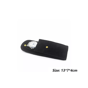Wholesale High Quality Green Custom Travel Design Logo Flap Button Suede <b>Velvet</b> Dustproof Rectangle Watch <b>Bag</b> Pouch - Product Image 5