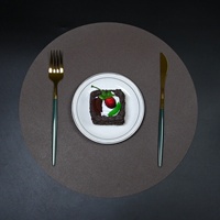 Sous-plat rond en cuir blanc et gris, mini, écologique, conforme aux normes européennes, pour la salle à manger