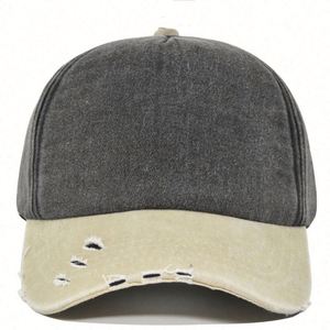 Arrival Retro 5 Panels Washed Cotton Distressed Trucker Hat Summer <b>Sunscreen</b> Stitching Baseball Sun Hat - Product Image 3