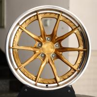 Jantes forgées en deux parties WF de 18, 19, 20 et 22 pouces, 5x110, 5x112, 5x120, finition dorée, lèvre polie, compatibles avec Dodge Charger, Challenger, Camaro, Corvette C6