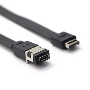Cable plano USB 3.1 de 20 pines para panel frontal a USB-C hembra, cable de extensión para montaje en panel tipo C - Product Image 2