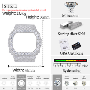 Boîtier de montre classique Full Buss Moissanite DW5600 en argent sterling 925 avec pièces serties de diamants VVS TUHE faites à la main en métal pour hommes et femmes - Product Image 6