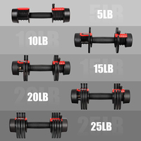 Cadeau de fitness : haltères réglables 5-en-1 avec base de rangement, haltères à réglage rapide de 5 à 25 lb pour la salle de sport à domicile