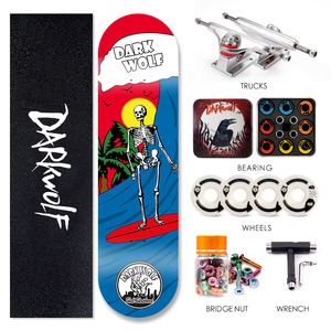 DARKWOLF Chuyên Nghiệp 100% Canada <span class=keywords><strong>Maple</strong></span> Thiết Kế Tùy Chỉnh In Skate Board Complete Skateboard Cho Người Lớn - Product Image 2