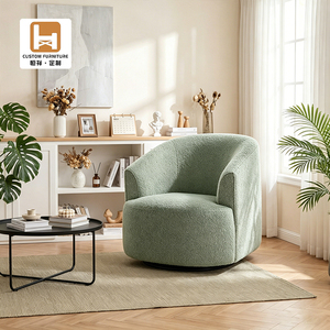 Poltrona Modulare Singola da Patio, Divano Chaise Longue per il Tempo Libero, <span class=keywords><strong>Sedia</strong></span> Girevole Moderna in Velluto <span class=keywords><strong>Blu</strong></span> con Struttura in Legno Massello per Soggiorno - Product Image 4