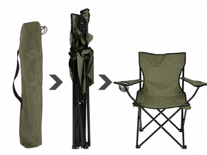 Modern Grey Folding Chair with Armrests-Portable Heavy Duty <strong>Beach</strong> Camping <strong>Seat</strong> with Ergonomic Back Support for Outdoor Travel - Product Image 2