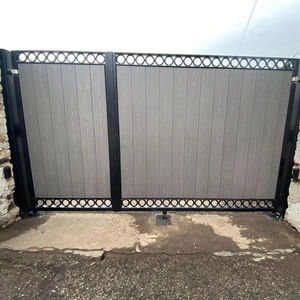 Puerta corredera oscilante doble <span class=keywords><strong>de</strong></span> entrada compuesta WPC manual <span class=keywords><strong>y</strong></span> eléctrica con marco <span class=keywords><strong>de</strong></span> <span class=keywords><strong>hierro</strong></span> - Product Image 1