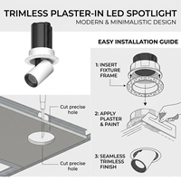 Spot LED Encastrable Moderne 20W Orientable en Aluminium Température de Couleur 3000K/4000K/6000K Angle de Faisceau 10-50° Garantie 3 Ans